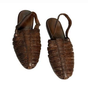 Cole Haan leather weave flat sandals sling back shoes